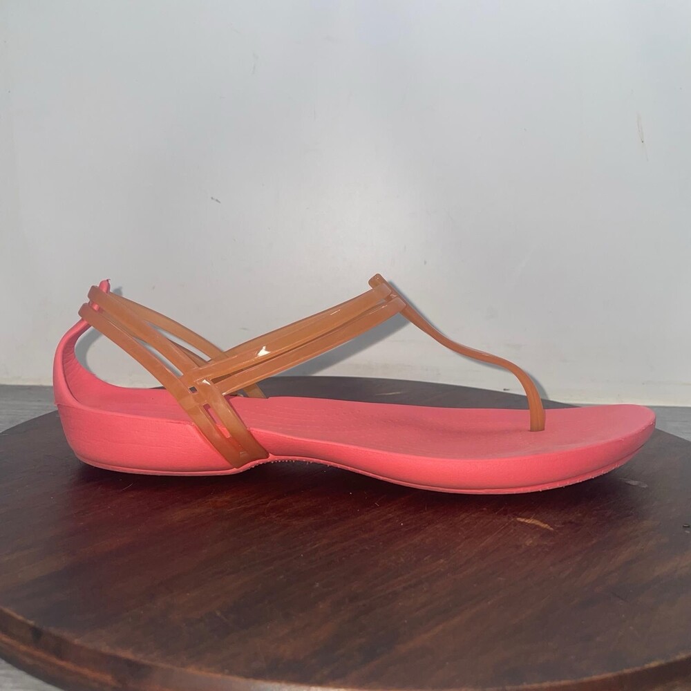 CROCS Sandal Womens Size 7 Isabella T-Strap Thong Iconic Comfort Jelly Pink - Picture 1 of 9